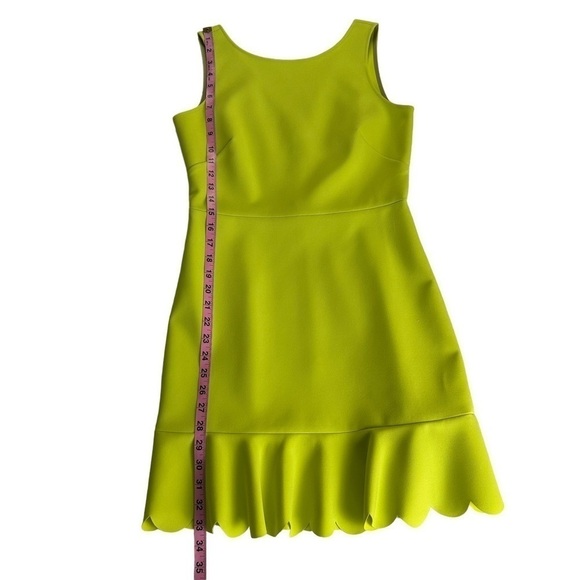 J Crew Chartreuse Green Scalloped Hem Dress - Picture 8 of 11